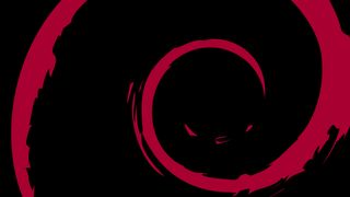 The Debian logo on a grey background.