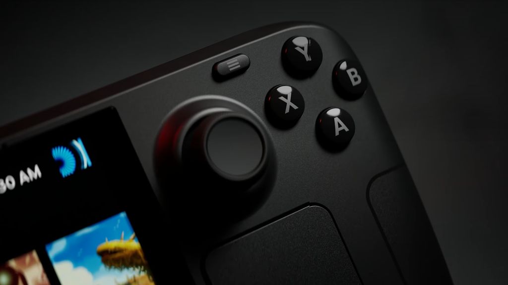 The right side of the Steam Deck, showing part of the screen and the controls